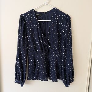 Bebe Womens XS Long Sleeve Blouse Blue Celestial Whimsigoth Fairy Y2K Stars